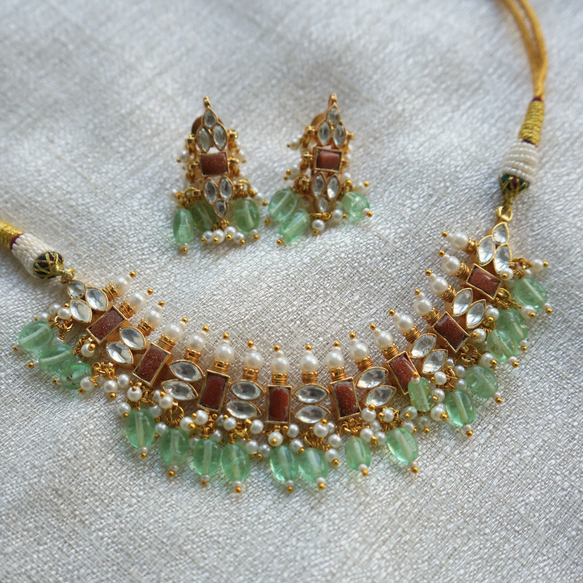 Rina Kundan Necklace Set - Image 3